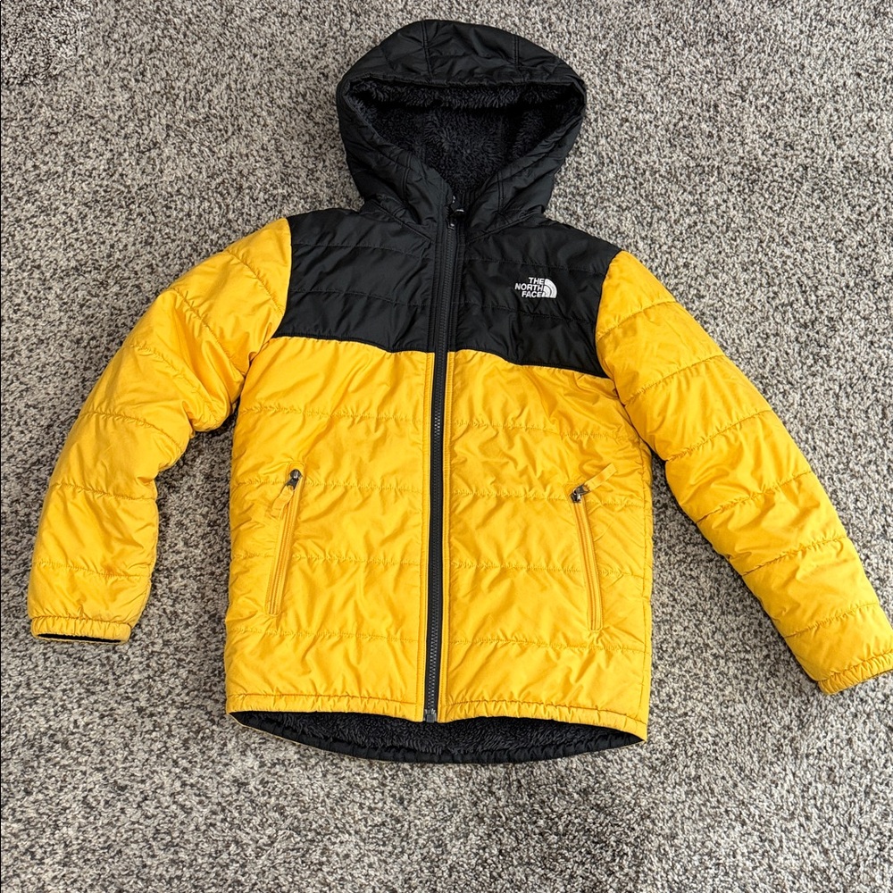 The North Face Boys Black & Yellow Hooded Reversible Coat